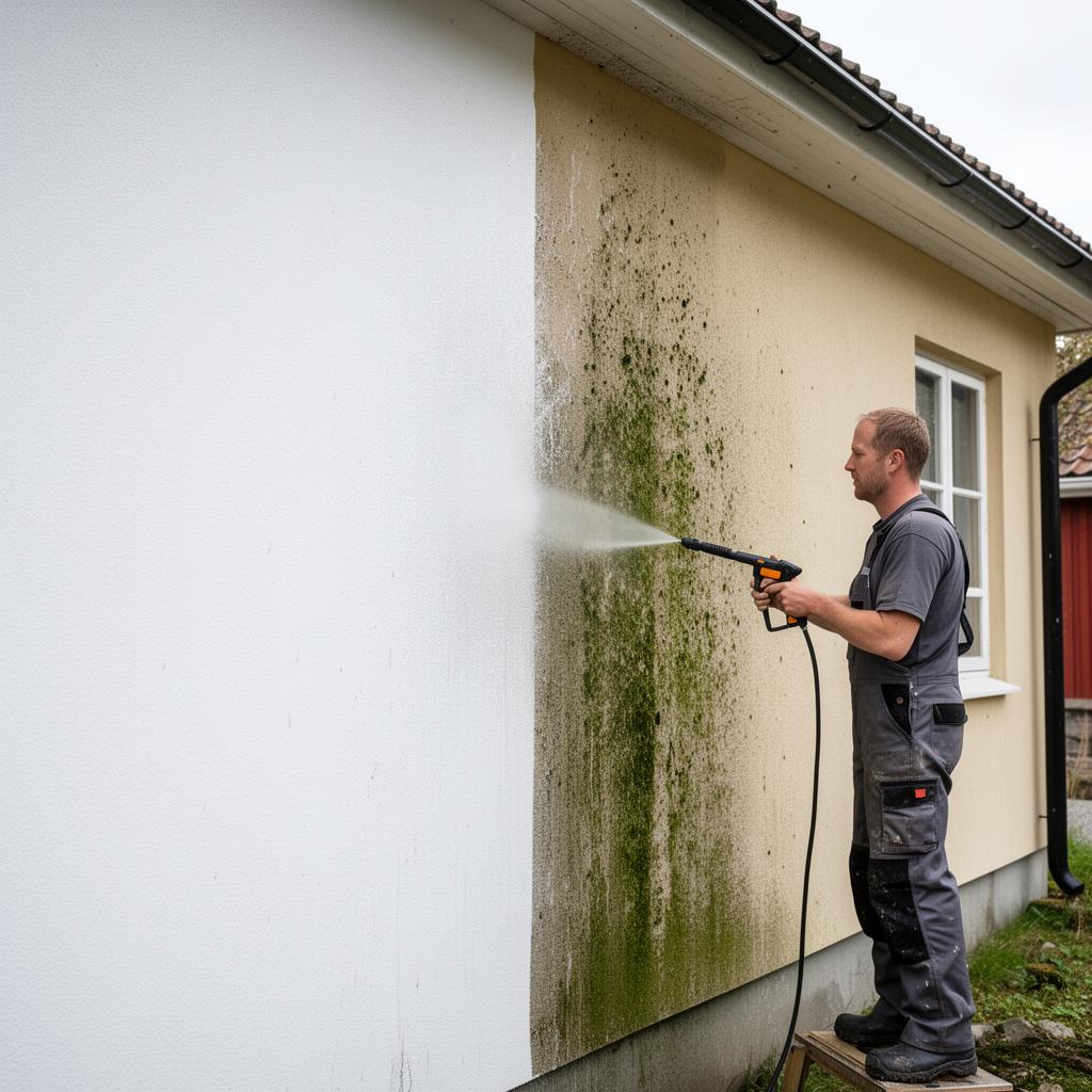 Professionell fasadtvätt av svensk villa
