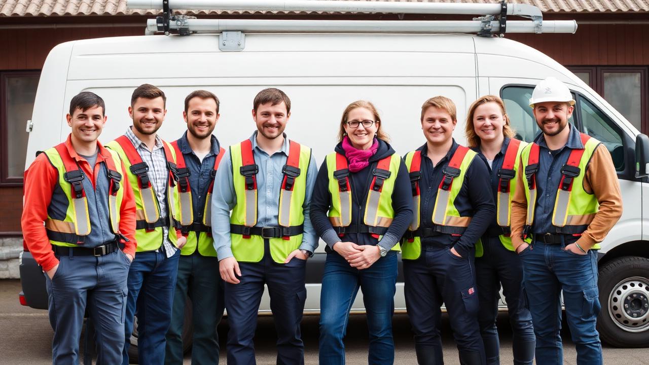 Teamet på Svensk Fastighetsservice framför servicebil
