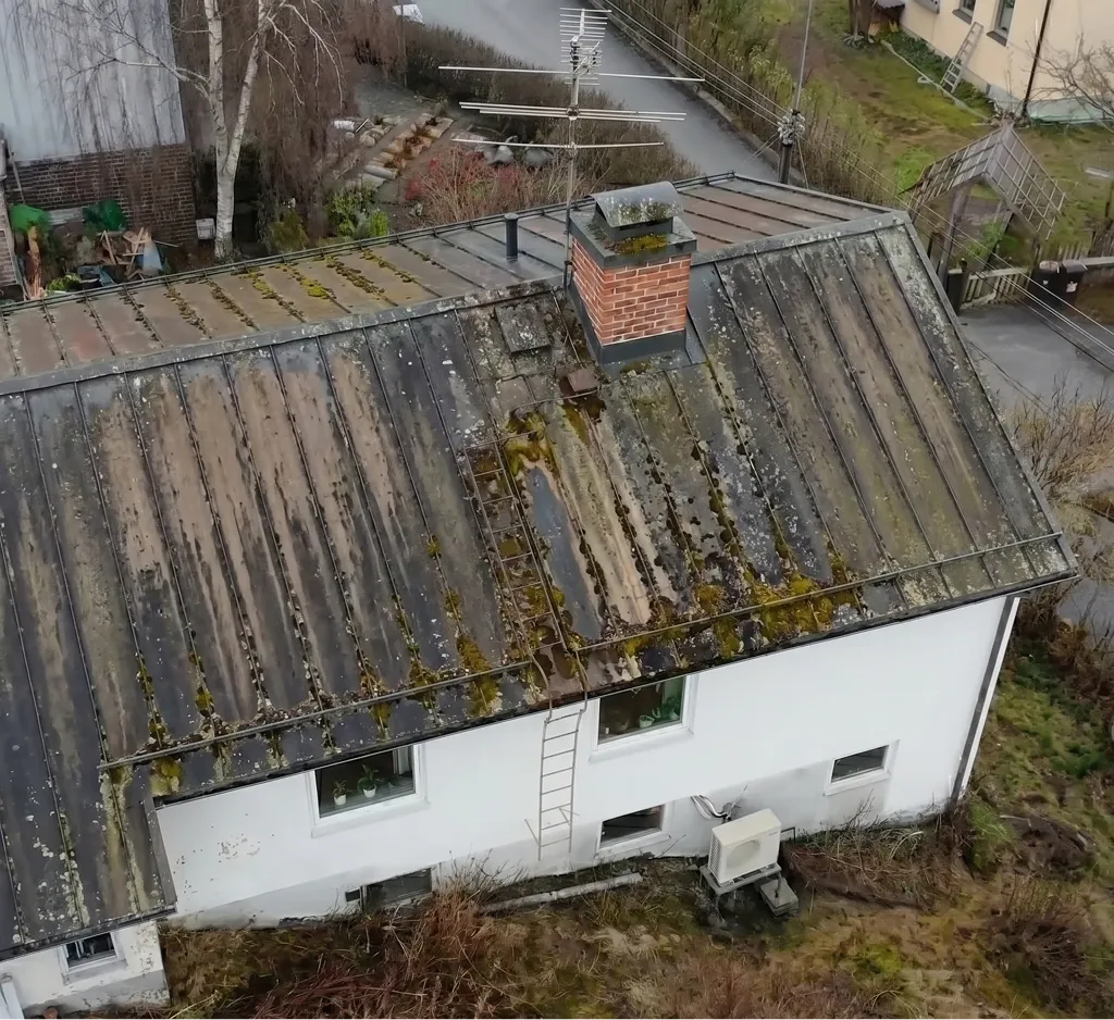 Villa i Ängby – plåttak – före