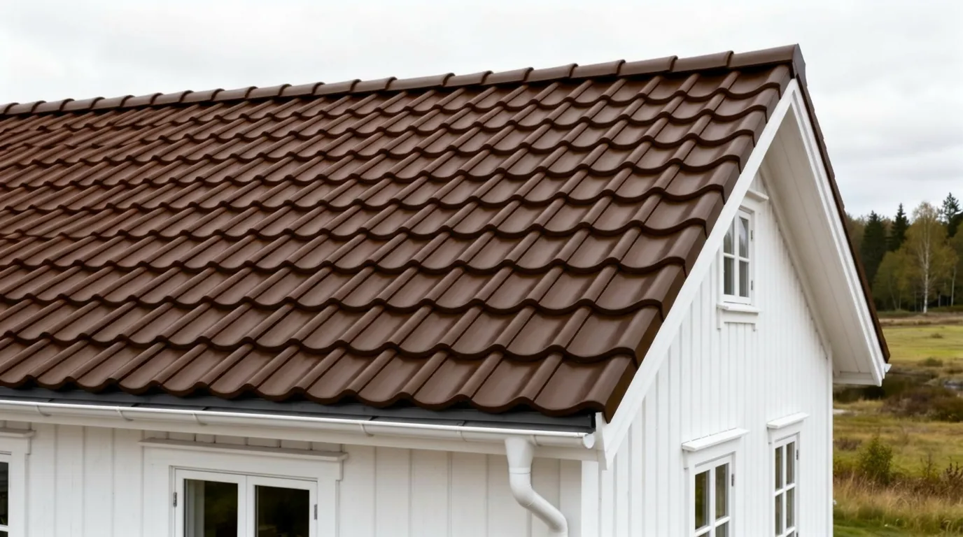 Villa med mörkbrun tak
